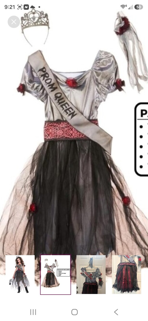 California Costumes Zombie Prom Queen Womens Costume Black & Silver New Still